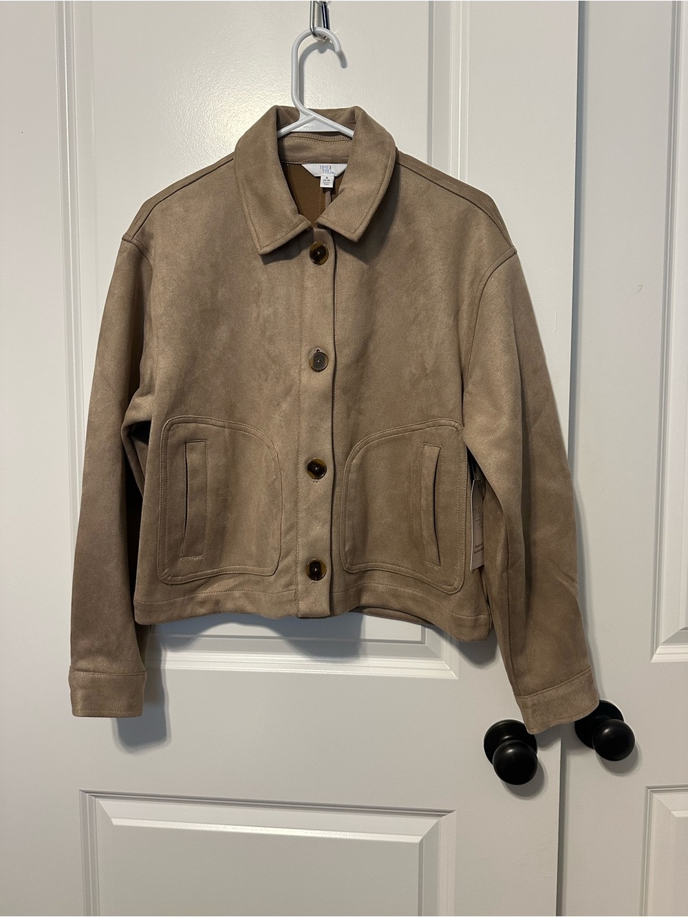 NWT Time and Tru Taupe Faux Suede Crop Jacket size Small